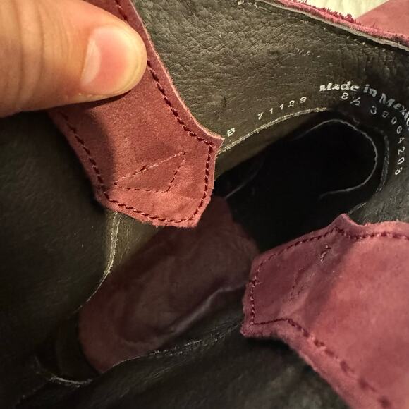 LIBERTY Black Burgundy Fringe Ankle Boots - Picture 4 of 9